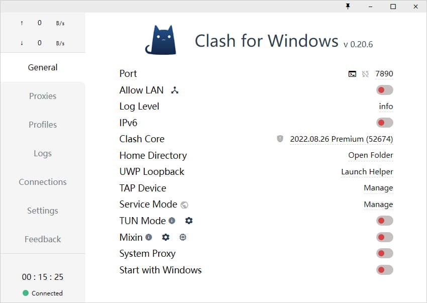 Clash for Windows 主界面